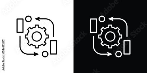 Workflow process icon in black. flat graphic vector icon
