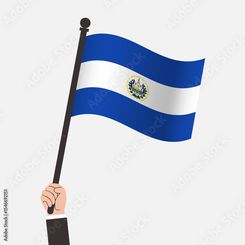 Hand Holding El Salvador Waving Flag