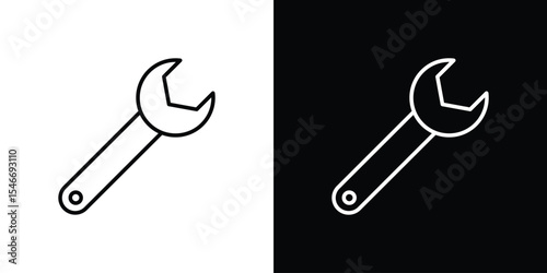 Wrench icon in black. flat graphic vector icon