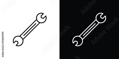 Wrench icon in black. flat graphic vector icon