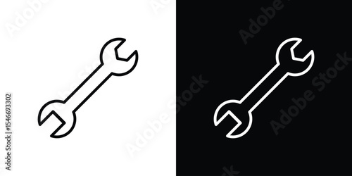 Wrench icon in black. flat graphic vector icon