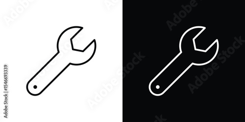 Wrench icon in black. flat graphic vector icon
