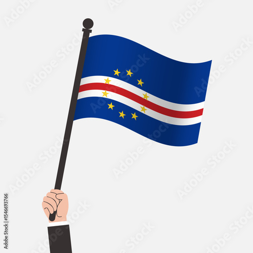 Hand Holding Cape Verde Waving Flag