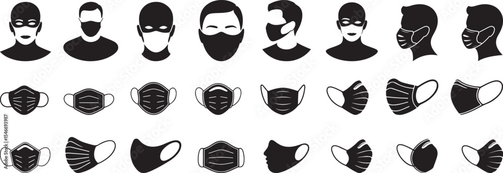 Face mask icons set various styles protection. eps-10
Face mask icons set various styles protection. eps-10
