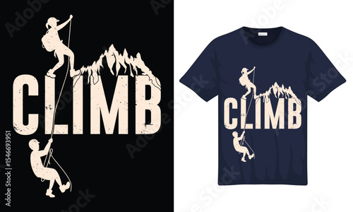 National Mountain Rock Climbing Day Vintage Graphic T-shirt Design with Vector Illustration Template.
