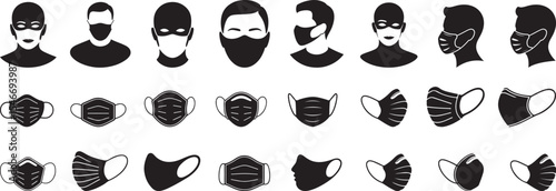 Face mask icons set various styles protection. eps-10
