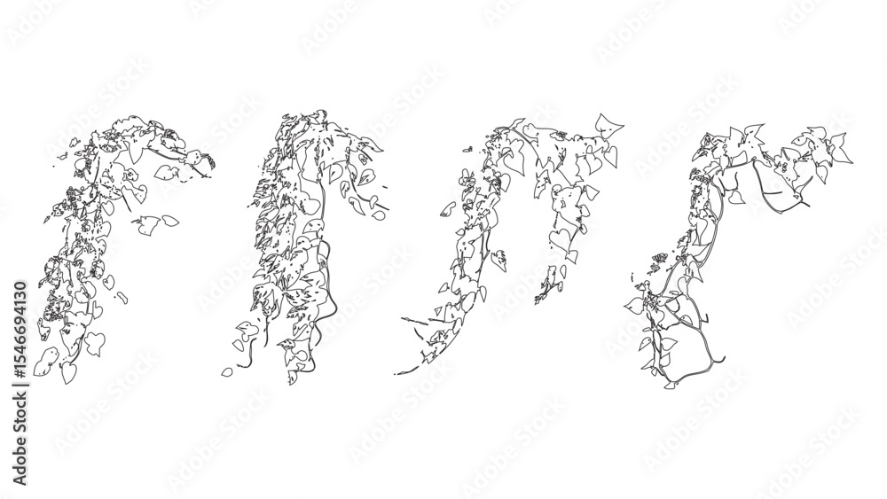 Obraz premium Dense Hanging Ivy Line Art Illustration
