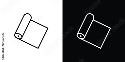 Yoga mat icon in black. flat graphic vector icon