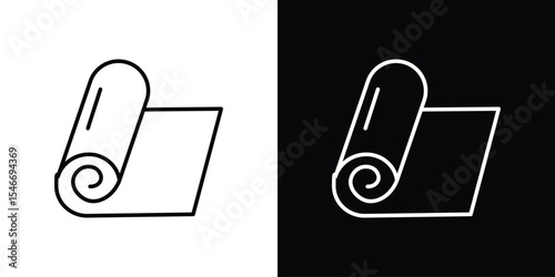 Yoga mat icon in black. flat graphic vector icon