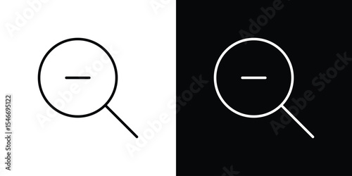Zoom out icon in black. flat graphic vector icon
