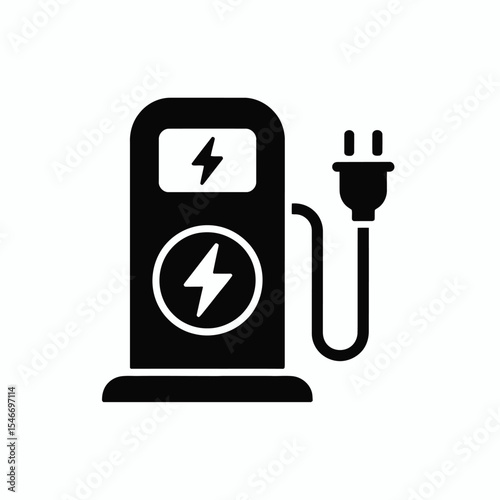 Electric vehicle charging station icon graphic
