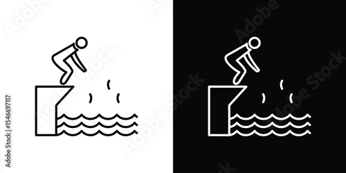swimmer jumping icon in black. flat graphic vector icon
