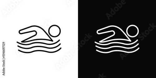 Swimming icon in black. flat graphic vector icon