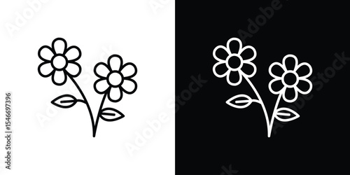 two flowers icon in black. flat graphic vector icon