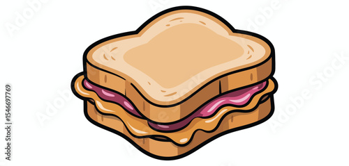 Cartoon peanut butter and jelly sandwich illustration