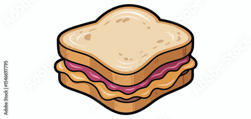 Cartoon illustration of a peanut butter and jelly sandwich