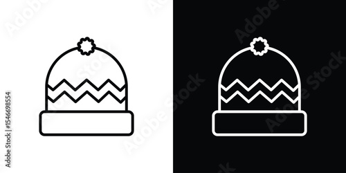 Winter hat icon in black. flat graphic vector icon