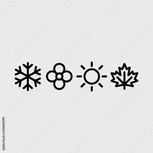 Four seasons icons winter spring summer autumn