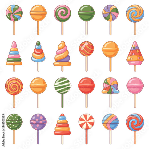 Collection of colorful lollipops and stacking toys