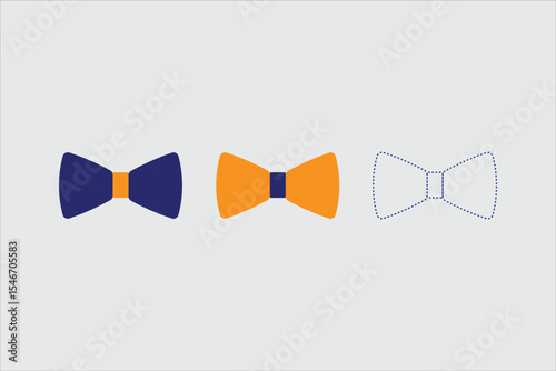 Bow tie icon. The bow is a symbol of celebration. Isolated vector illustration on gray  background
