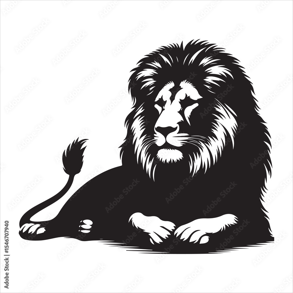 Obraz premium Silhouette vector of a lion standing on a white background
