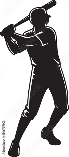 Silhouette Baseball Player  Batting  Position