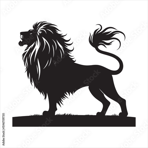 Silhouette vector of a lion standing on a white background