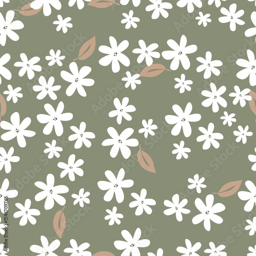 Cute feminine seamless watercolor pattern with little tiny wildflowers, hand drawn