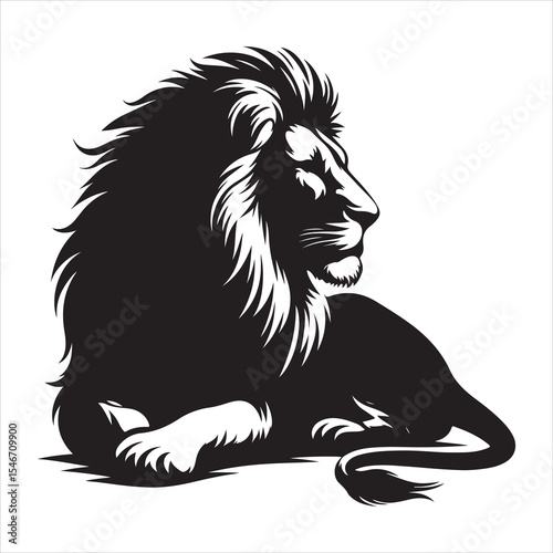 Silhouette vector of a lion standing on a white background