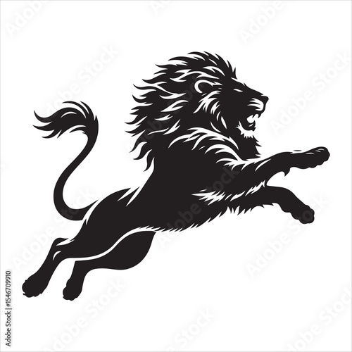 Silhouette vector of a lion standing on a white background