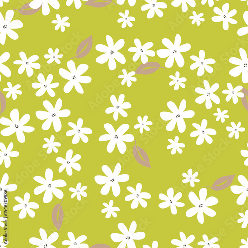 Cute feminine seamless watercolor pattern with little tiny wildflowers, hand drawn