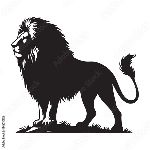 Silhouette vector of a lion standing on a white background