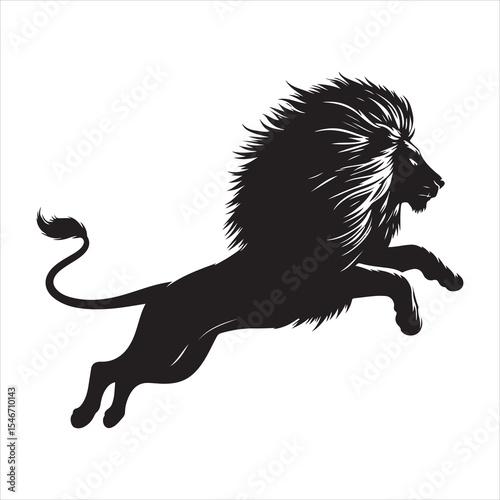 Silhouette vector of a lion standing on a white background