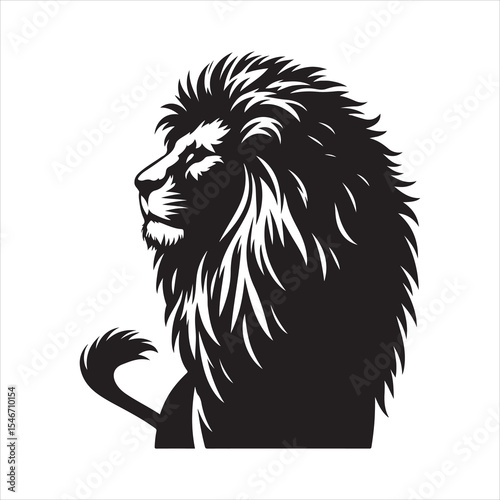 Silhouette vector of a lion standing on a white background