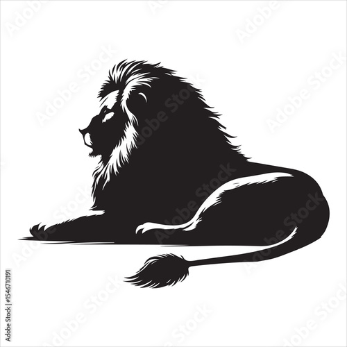 Silhouette vector of a lion standing on a white background
