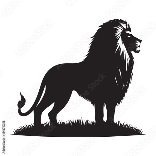 Silhouette vector of a lion standing on a white background