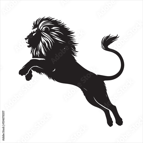 Silhouette vector of a lion standing on a white background