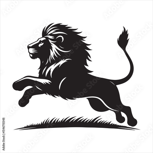 Silhouette vector of a lion standing on a white background