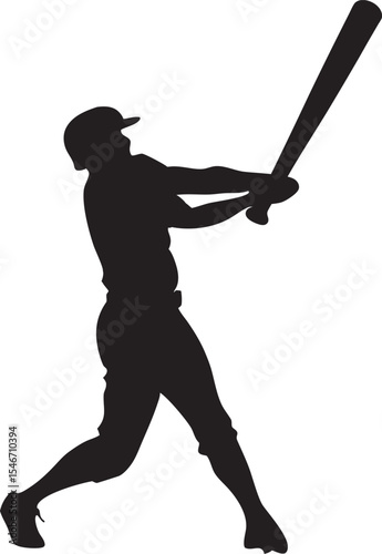 Silhouette Baseball Player  Batting  Position