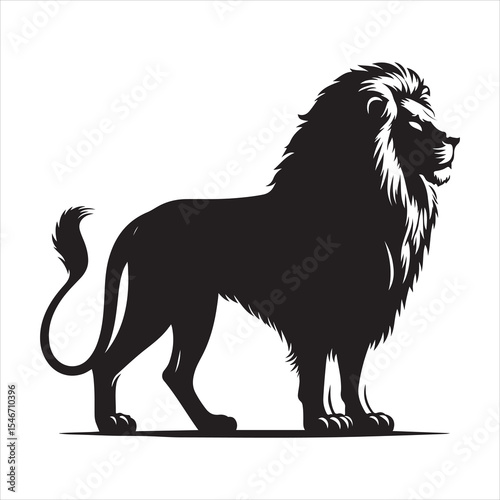 Silhouette vector of a lion standing on a white background