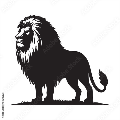 Silhouette vector of a lion standing on a white background