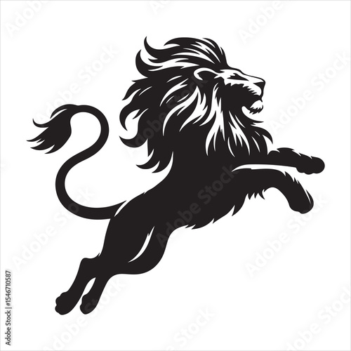 Silhouette vector of a lion standing on a white background
