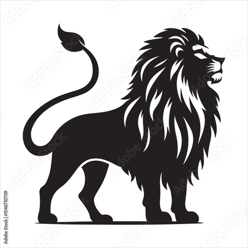 Silhouette vector of a lion standing on a white background