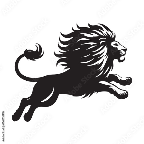 Silhouette vector of a lion standing on a white background