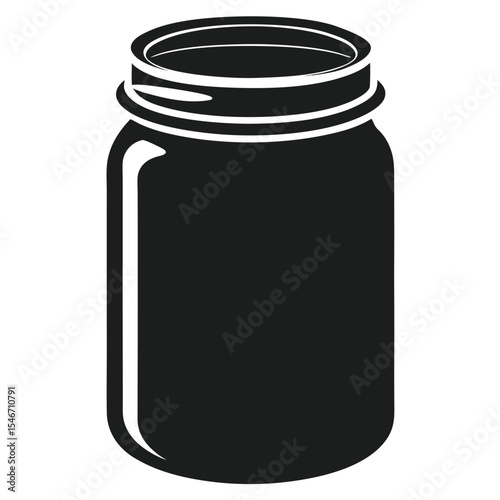 A black mason jar with a lid is isolated on white background and ready for canning or storage