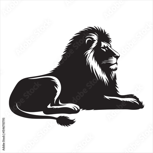 Silhouette vector of a lion standing on a white background