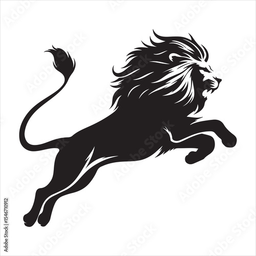 Silhouette vector of a lion standing on a white background