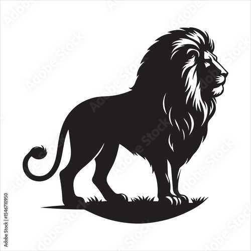 Silhouette vector of a lion standing on a white background