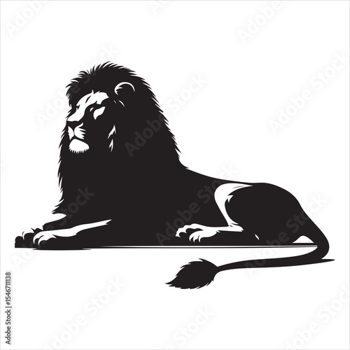 Silhouette vector of a lion standing on a white background