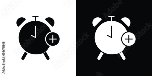 Alarm plus icon of a flat style vector